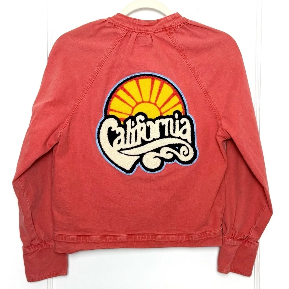 MOTHER 70s Graphic California Back Patch Cropped Zip Up Canvas Utility Jacket XS